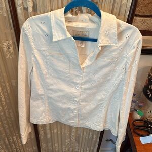 Jones New York Sport White JACKET BUTTON DOWN LARGE